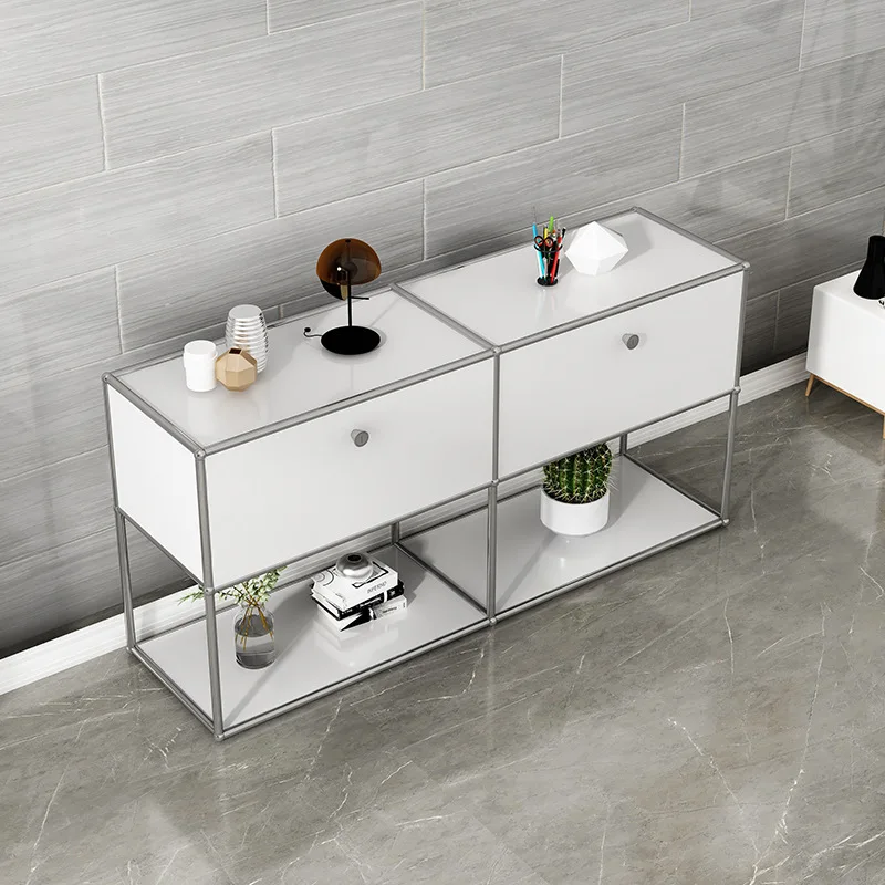 وحدة وحدات DIY الأثاث خزانة جانبية حجم مخصص خزانة تخزين الرف الفولاذ المقاوم للصدأ الصلبة الخشب حامل تلفاز غرفة المعيشة