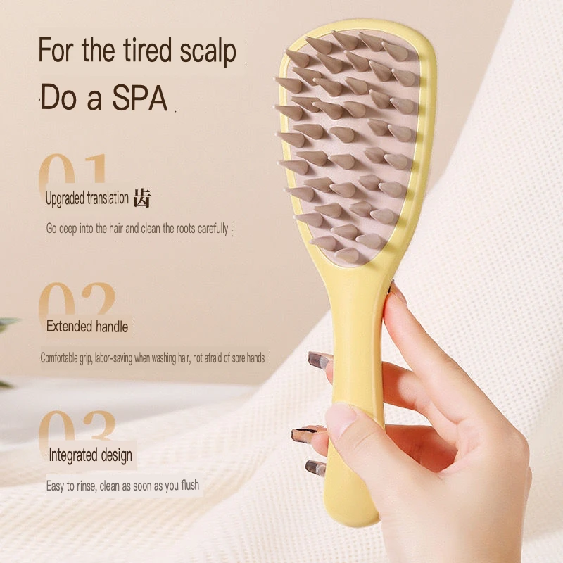 New long handle silicone shampoo comb Deep clean scalp massage comb Soft brush teeth hair comb for home use