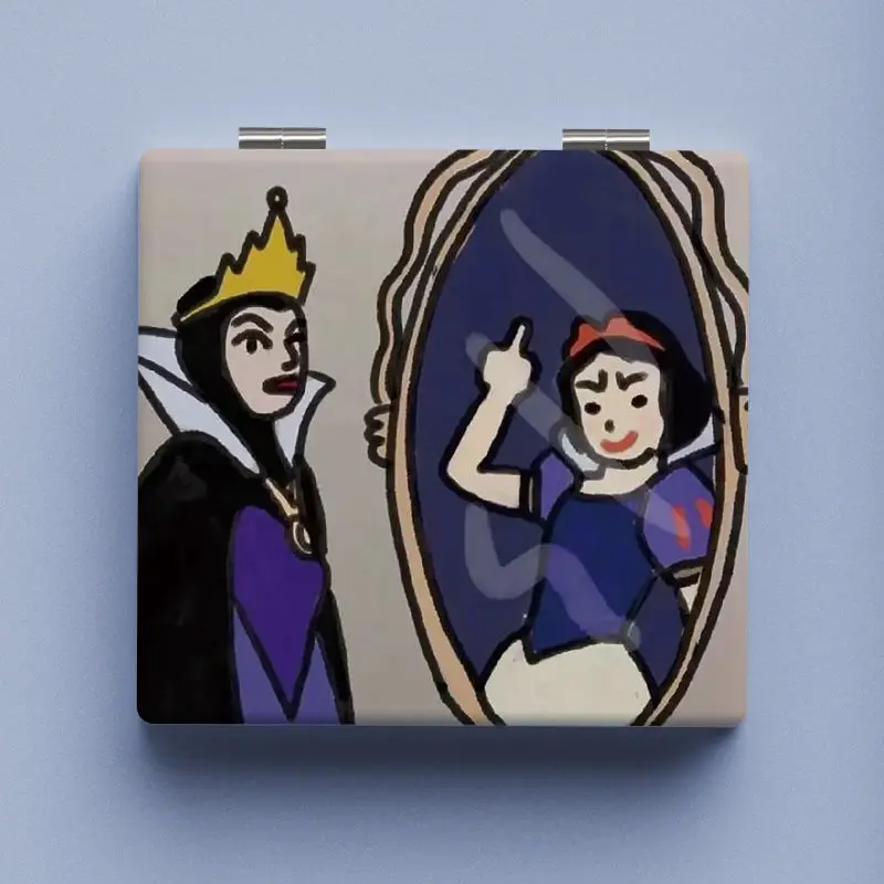 Disney Snow White Animation Cartoon Funny Makeup Mirror Creative Personality Double-sided Handheld Folding Mirror Gift Wholesale