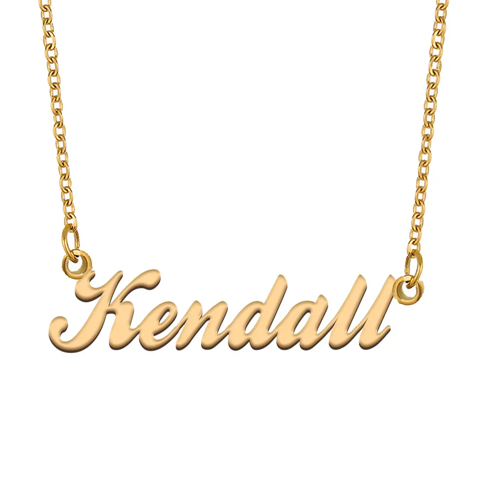 Kendall Name Necklace for Women Stainless Steel Jewelry Gold Plated Nameplate Pendant Femme Mothers Girlfriend Gift