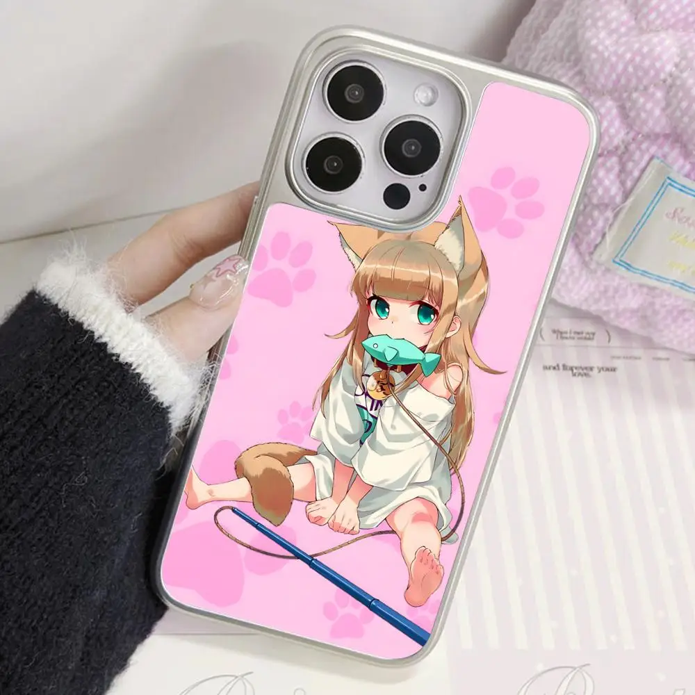 

Чехол для телефона с аниме-персонажем Кинако Хара для iPhone 17 16 15 14 13 12 11 Air Pro Max Plus, с серебряным покрытием, красочный, роскошный