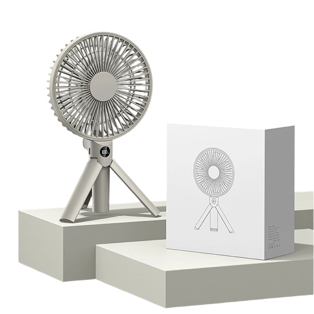 Outdoor Fan With Digital Display Outdoor Camping Fan Outdoor Camping Fan 4 Wind Speeds Triangular Foldable Frame