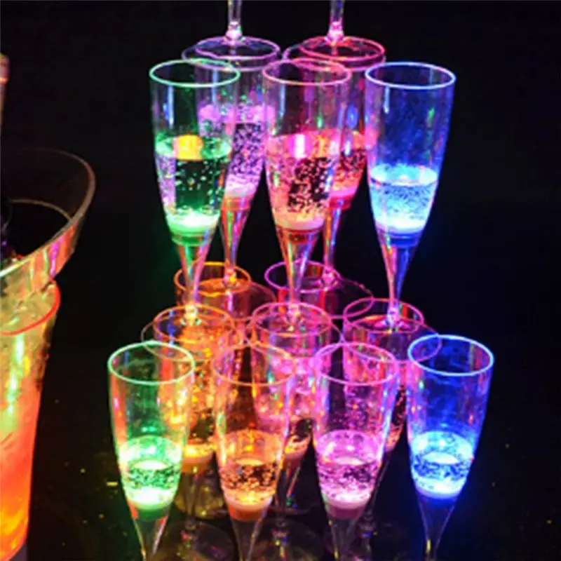 ABUN 6Pcs LED Light Up Cocktail Glasses, Liquid Activated Flashing Wine Cups for Party Bar KTV, Glow in The Dark Plastic