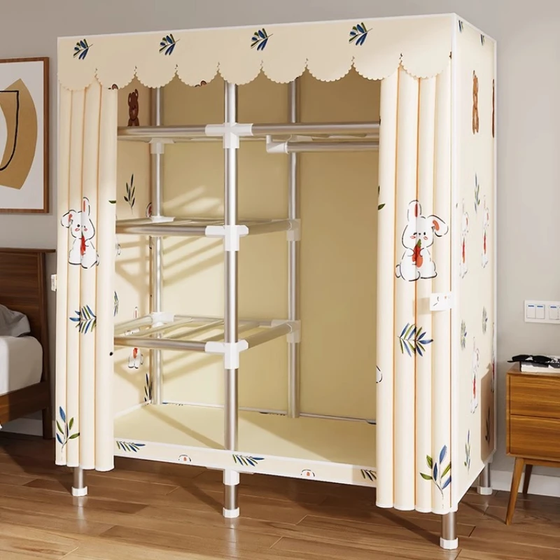 ‌Portable Fabric Closet, Multi-Tier Steel Wardrobe, Rust-Resistant Compact Cabinet Waterproof Storage Organizer with Multi-Color