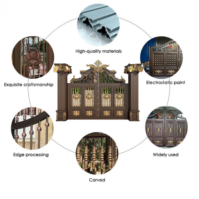 custom.Modern Durable Cast Aluminium Swing Fence Gate Wholesaler Supply Arched and School Automatic Tur