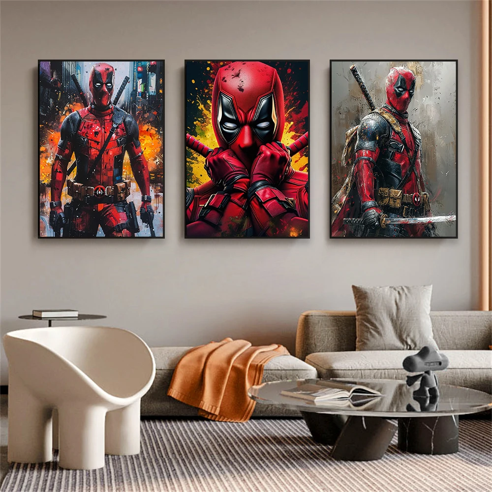 Disney Funny Superhero Wall Art Poster Deadpool Art Prints Bedroom Living Room Canvas Painting Home Watercolor Graffiti Decor