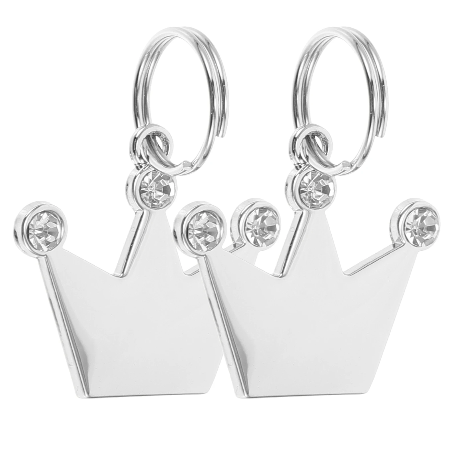 

2pcs Crown Shape Dog Id Zinc Alloy Name Durable Lightweight Custom Engraved Puppy Decorative Keychain Bag Accessory Pet Collar