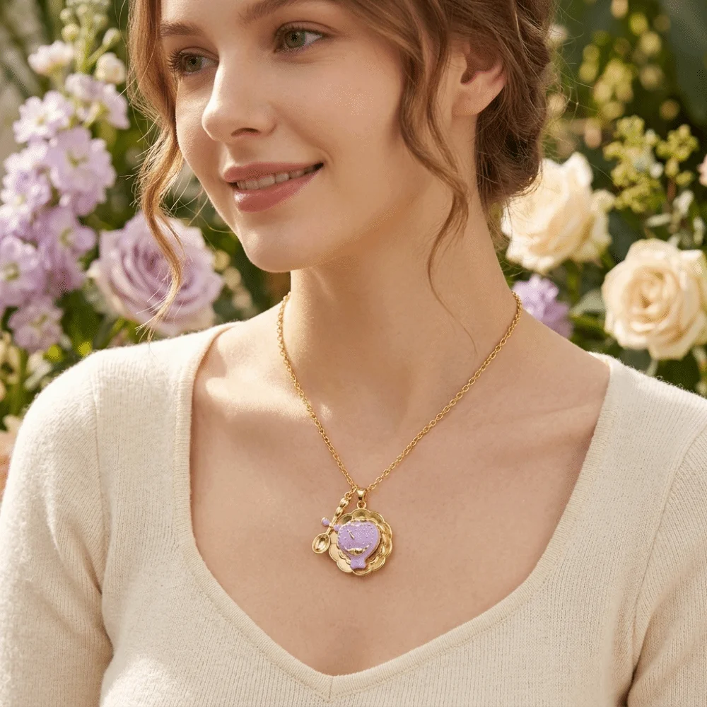 Openable Pendant Jewelry Set Fine Alloy Delicate Craftsmanship Ring Matching Outfits Skin-Friendly Drip Oil Necklace Dating