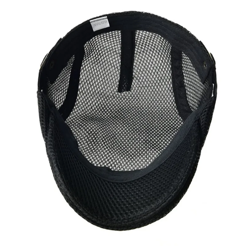 2026 Summer Hollow Mesh Newsboy Cap for Men Breathable Adjustable British Retro Ivy Flat Gatsby Forward Hat Outdoor Casual Cap