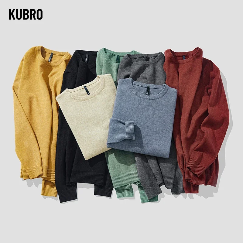 KUBRO High Quality Elastic Sweater Men\'s Cotton Cashmere Bottom Shirt Autumn Winter Tops High Man Casual Long Sleeve Turtleneck