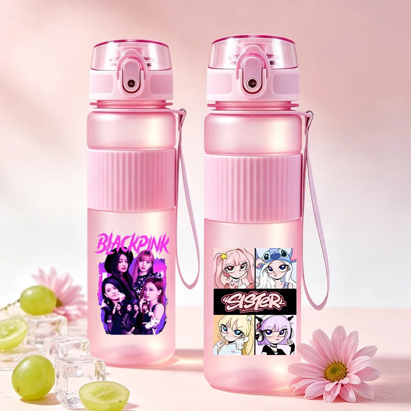 Бутылка для воды BlackPink 550 мл для мужчин и женщин, с принтом Kpop BP, аниме и мультфильмами, портативная, для студентов, для активного отдыха, модные подарки