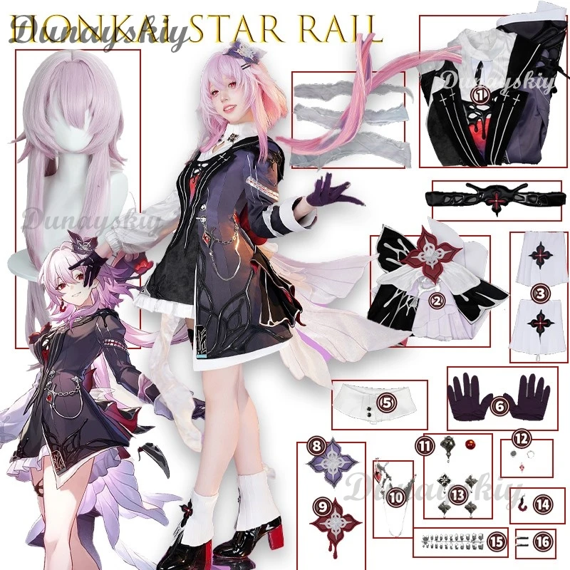 BHonkai Star Rail 7 de marzo durante la noche conjunto de traje de personaje Cosplay vestido de Anime Sexy Halloween Kawaii juego de rol