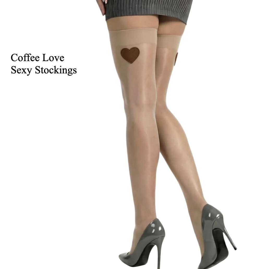 Green Love Sexy Stockings with Beige Silky Sheer Elegant Ultra-thin Stockings Women's Thigh High Socks Wine Red Coffee Medias
