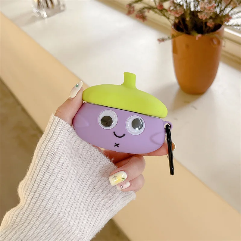 Funda de auriculares de muñeca de berenjena de dibujos animados para Apple Airpods Pro2, funda para Airpods 3, 3. ª generación AirPod 2 1