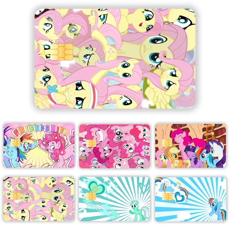 Miniso Card Sticker My Little Pony Credit Card Chip Creativity Cartoon Waterproof Stickers Kawaii Stickers Big and Small Chip St