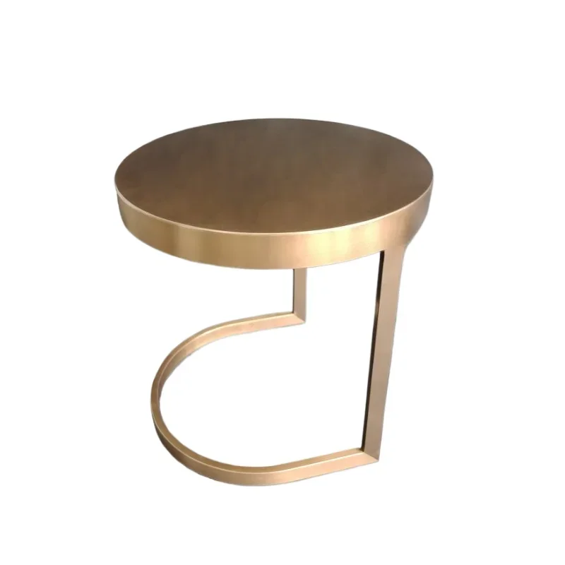 حافة أريكة حديثة بسيطة مستديرة من الفولاذ المقاوم للصدأ عدد قليل من الديكور الناعم مصمم فيلا فندق الإقامة المنزلية غرفة المعيشة أريكة الزاوية عدد قليل من #1