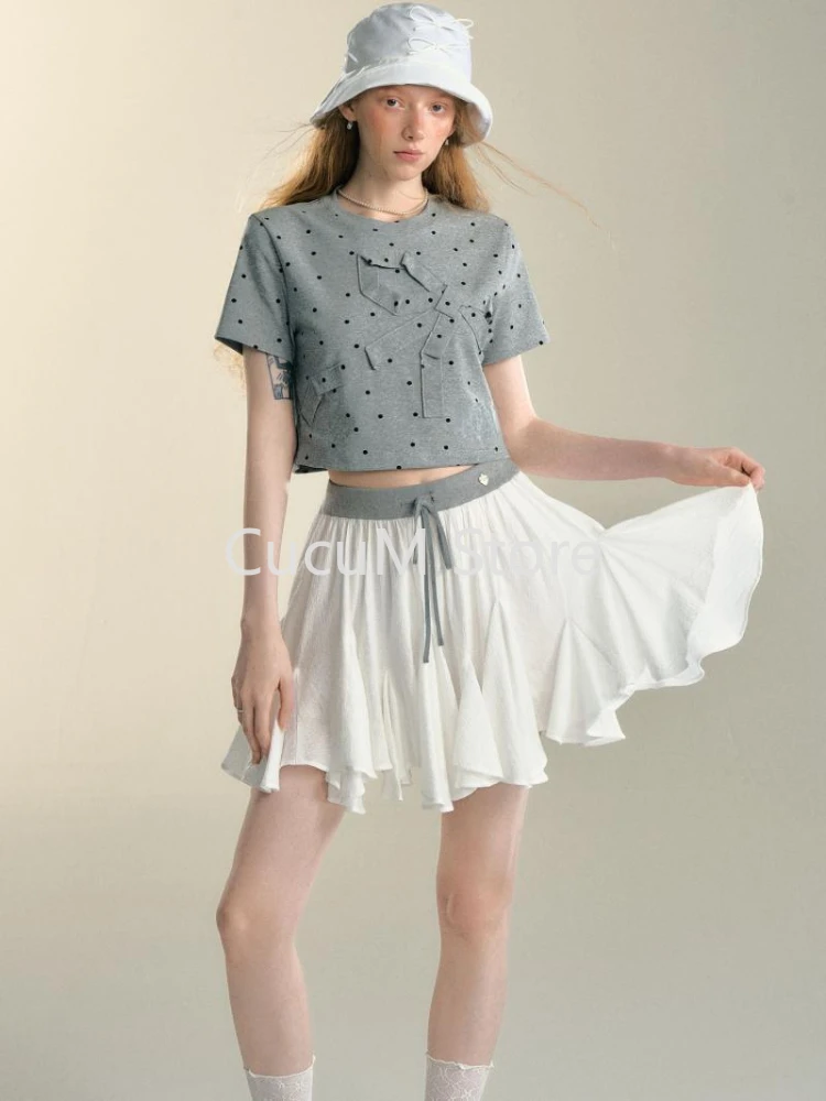 Woman New Harajuku White Ruffles Sweet Y2k Mini Skirt Spicy Girls Korean Fashion Slim Skirt Casual Outfits A-line Skirt Chic