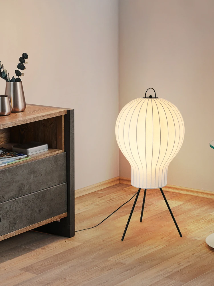 Japanese Silk Floor Lamp Wabi Sabi Living Room Corner Lamp For Vill Bedroom Bedside Shop Decor Creative LED Fabric Floor Lamp