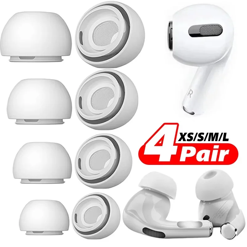 4 أزواج من أطراف الأذن المصنوعة من السيليكون لأجهزة Apple AirPods Pro 1 2 وسادة تقليل الضوضاء وسدادات الأذن الواقية قبعات الأذن البديلة غطاء سماعات الأذن