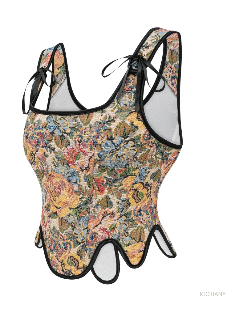 

Women's Vintage Elegant Corset Short Camisole Strappy Sleeveless Floral Lace Slim Fit Top Carnival Birthday Party Club Costume