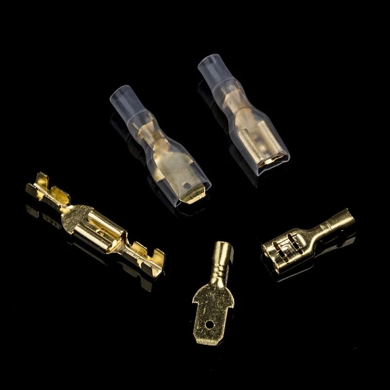 200/100PCS Spade Terminals Wire Connectors Crimp Terminals  Female/Male Crimping Cable Connectors with Sleeves 2.8/4.8/6.3mm