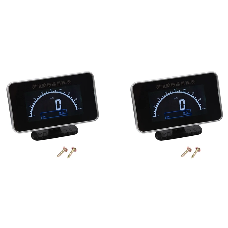 2X Truck 12V/24V 2 IN 1 Functions Digital Speedometer Speed Meter+Odometer Gauge LCD Instrument Panel+Alarm LCD Gauge