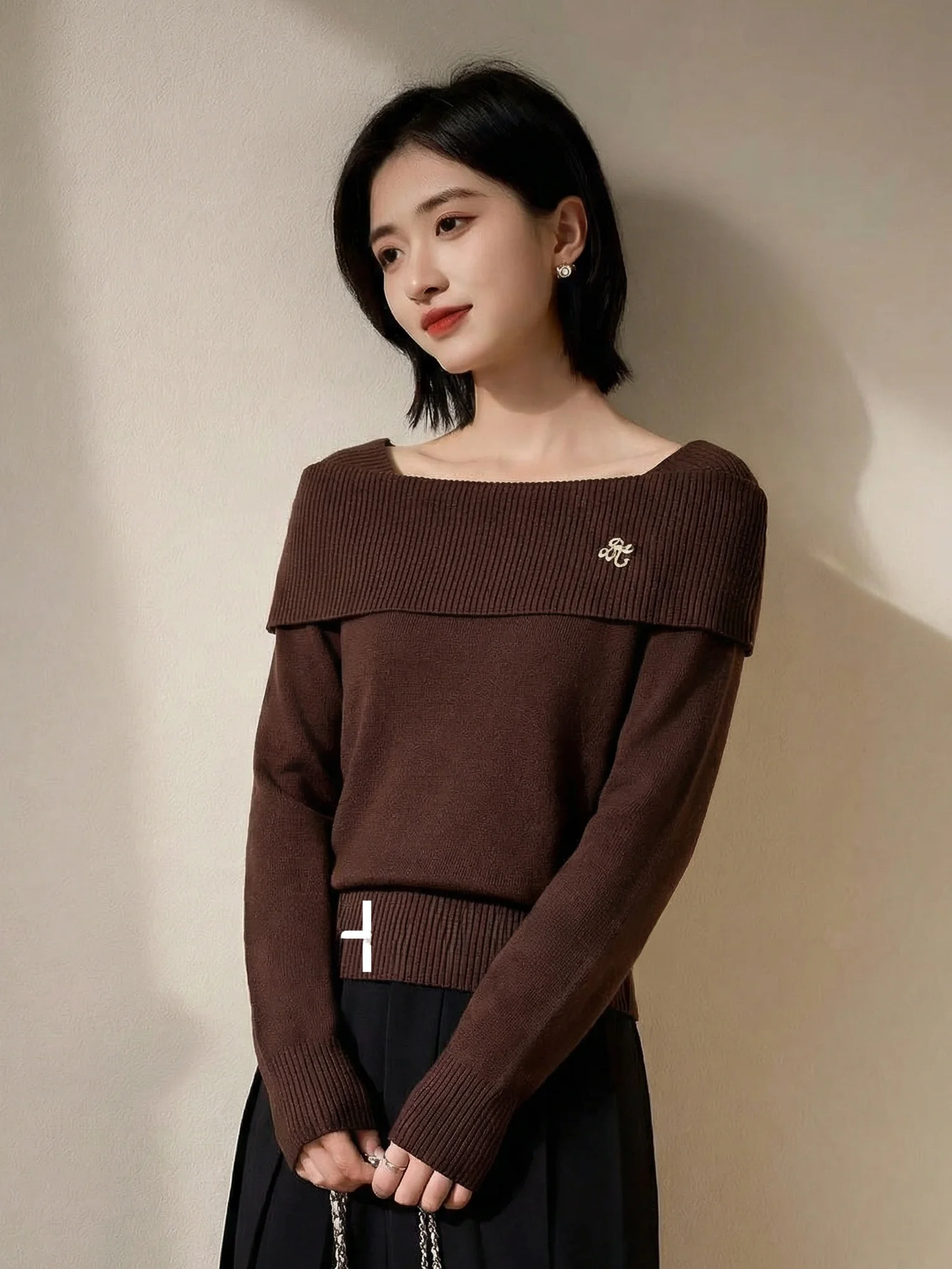 

Винтажный вязаный свитер Chivirin с одним открытым плечом, квадратным воротником, модный женский белый свитер для весны и осени