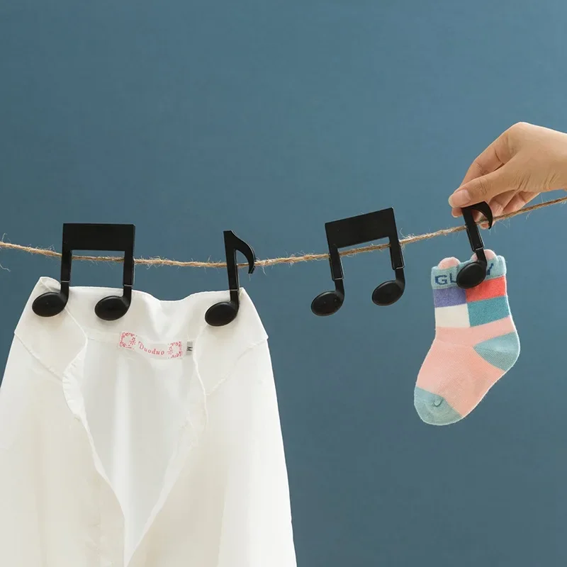 1 Pair Creative Music Note Clothes Pegs Plastic ABS Home Multi-purpose Spring Clips Laundry Organization Household Clothespins