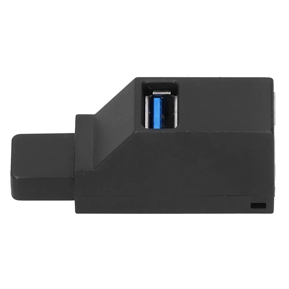 

1PCS Portable Plug and Play USB 3.0 Hub 3 Port Black USB Splitter High Speed With Lanyard USB Dock Computer Supplies
