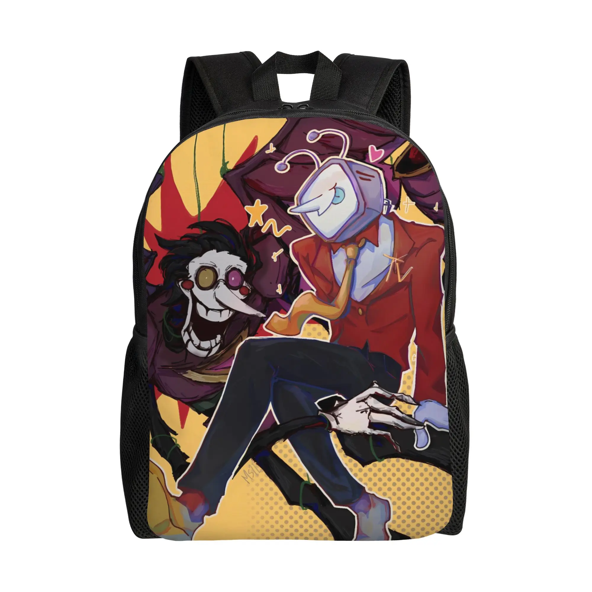 

spamton and tenna child of divorce Deltarune Game Backpack Male Polyester Sport Backpacks Print Kawaii School Bags Rucksack
