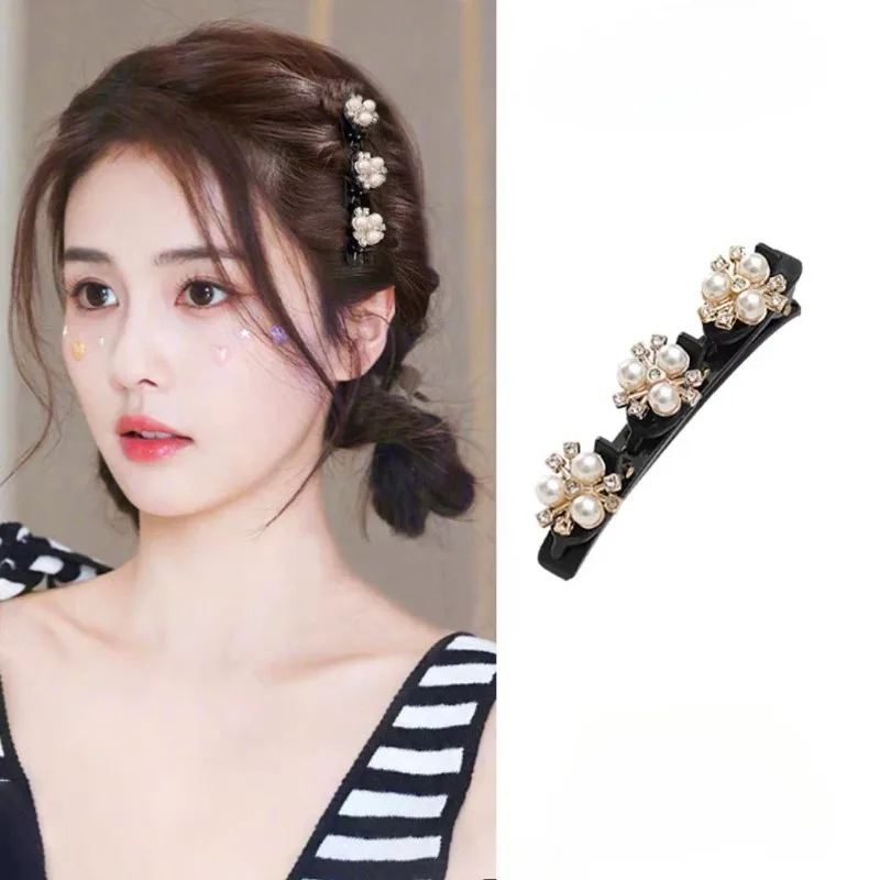 

Black Double Layer Braided Hairclip Vintage Rhinestone Faux Pearl Black Hairpin Barrette Elegant Hair Accessories Wholesale 2025