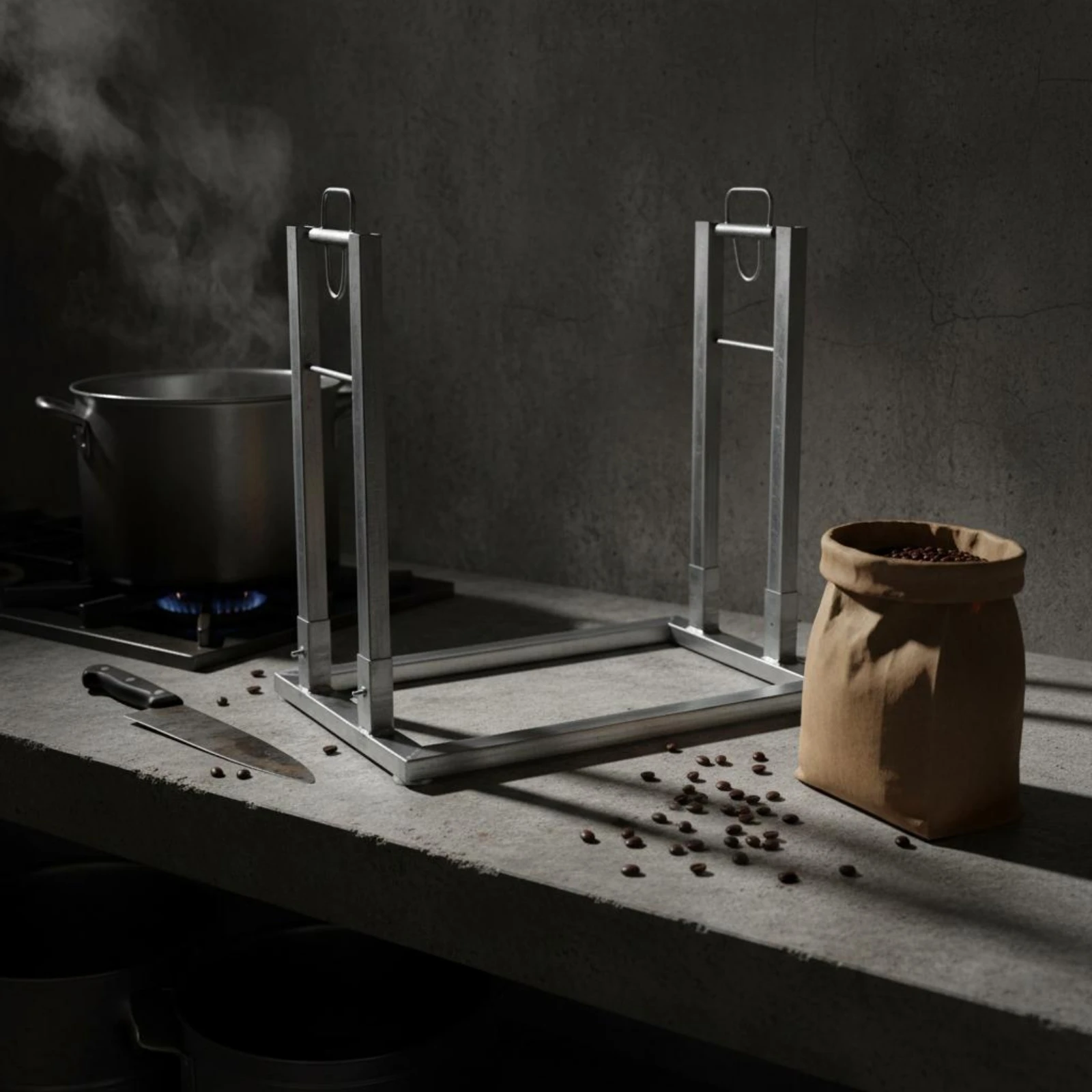 Vegetable Bag Frame Welded Metal Packing Stand Bean Bag Holder Loop Handle Farm Tool Industrial