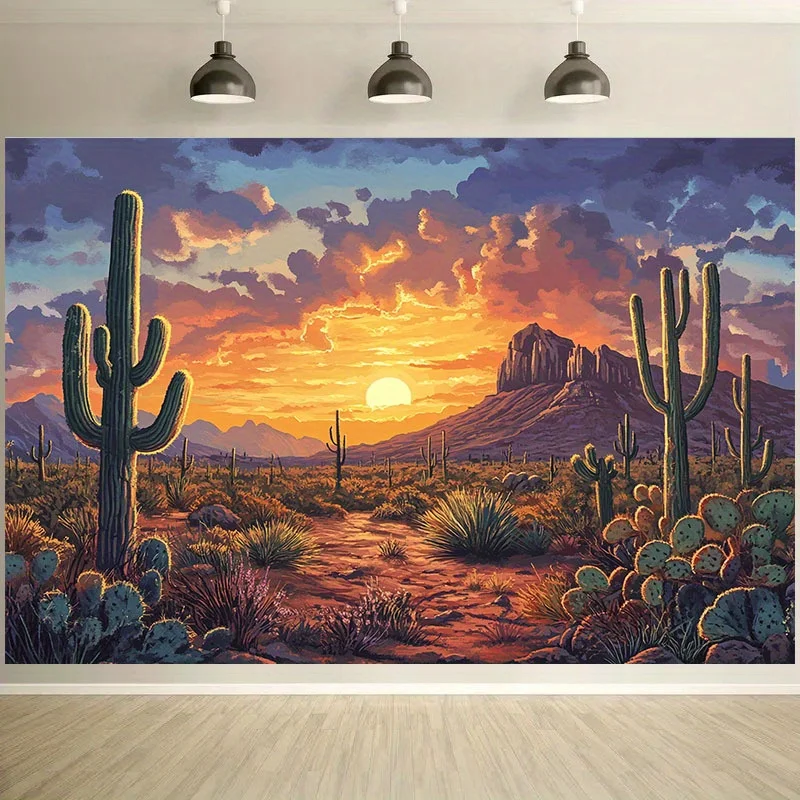 Festive atmosphere: Cactus sunset background, creating a unique Western charm; Party and Thanksgiving home decoration - view 2