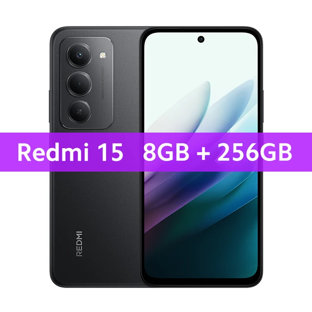 Xiaomi Redmi 15 ブラック 8GB RAM 256GB ROM Xiaomi Redmi 15 4G Midnight Black 256GB + 8GB Dual-SIM Unlocked