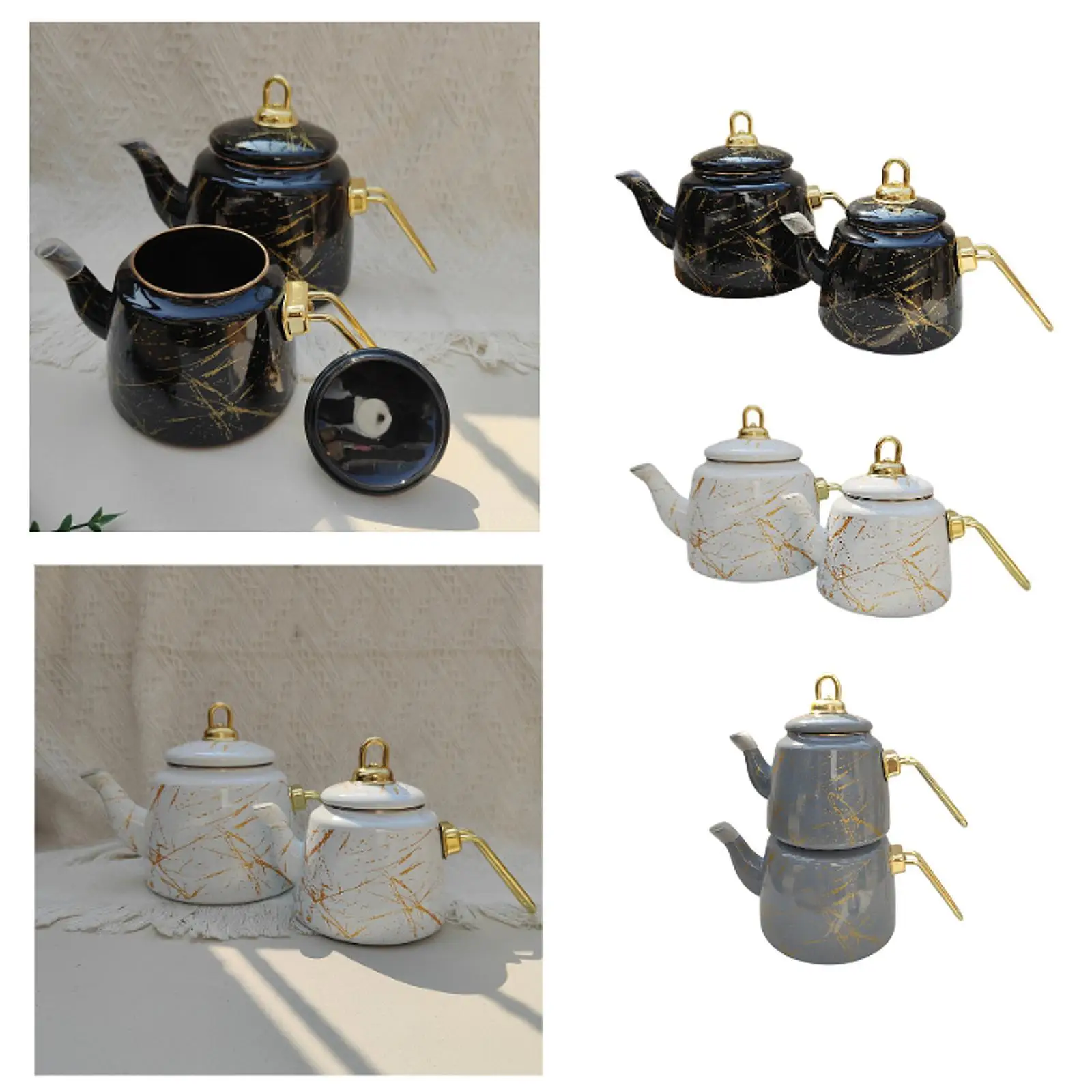 

2 эмалированных чайника и чайника, кофейник удобного использования