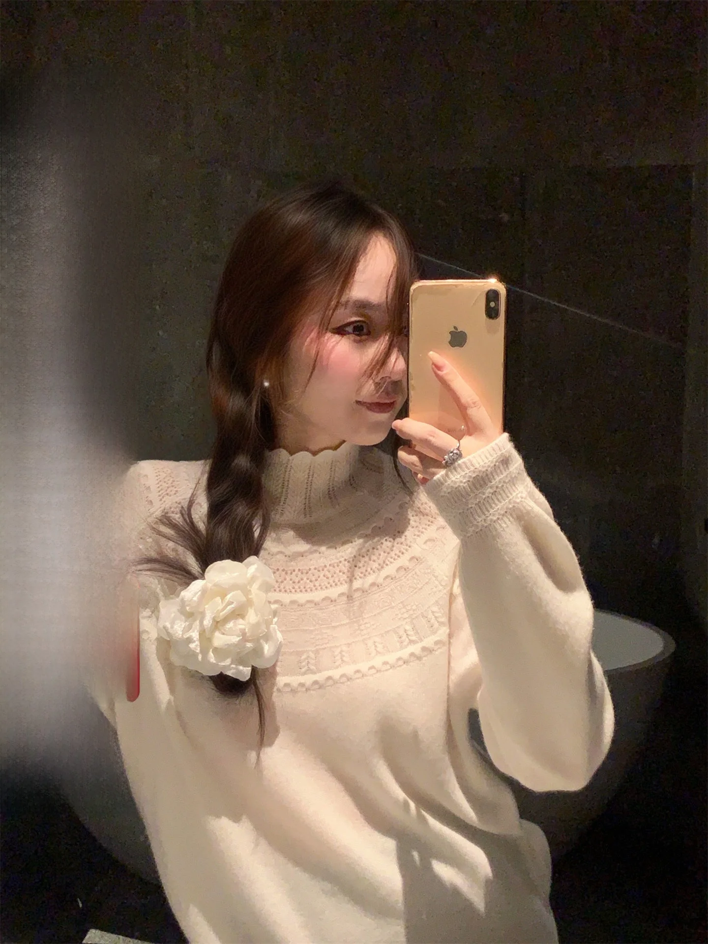 

Women's Camere Wool f High Collar Base irt Sweater Casual Inner Wear Soft Gentle Top Commute Sle Loose Fit Long Sve