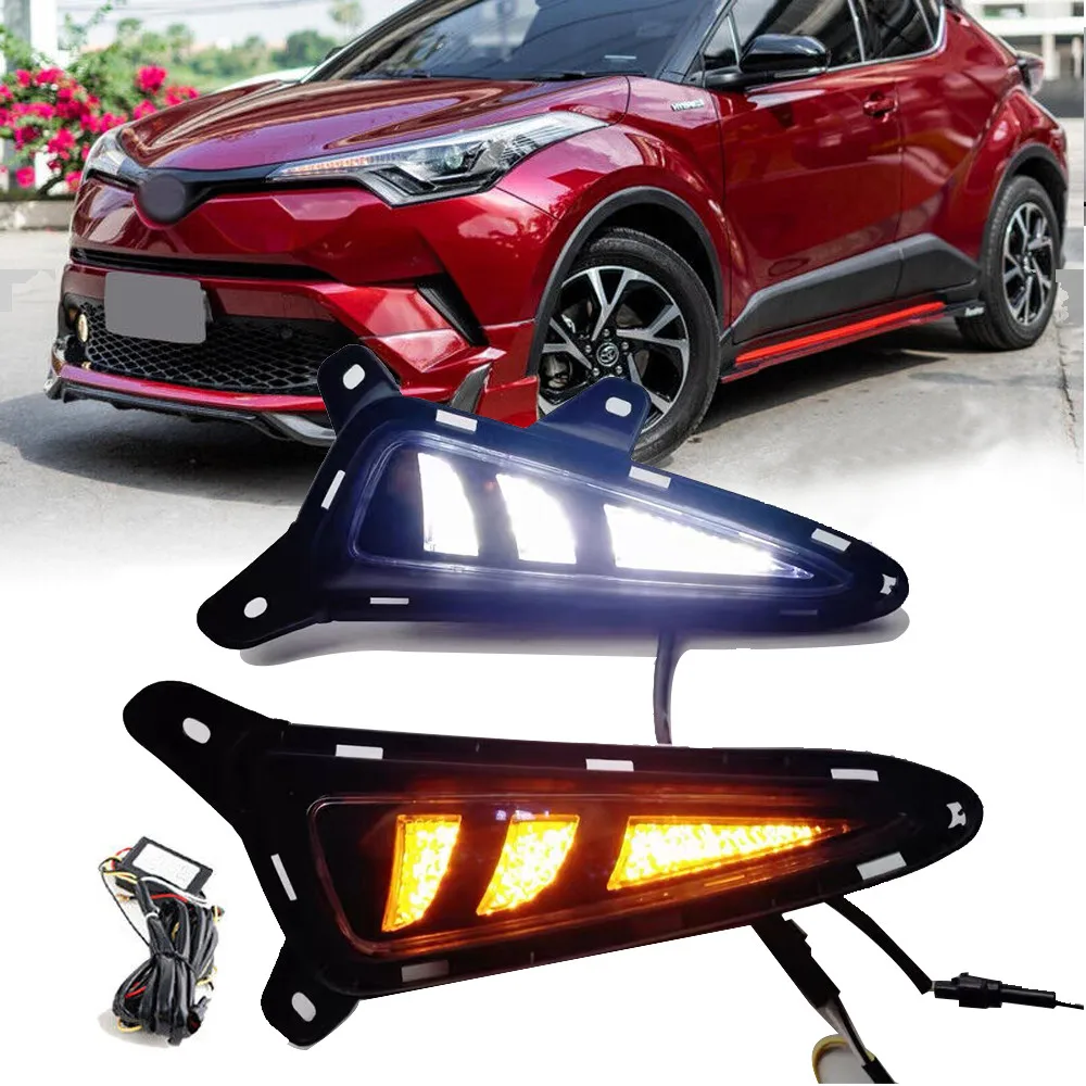 

Fit 2018 2019 Toyota CHR C-HR LED Daytime Lamp DRL Turn Signal Lamps Pair LH+RH