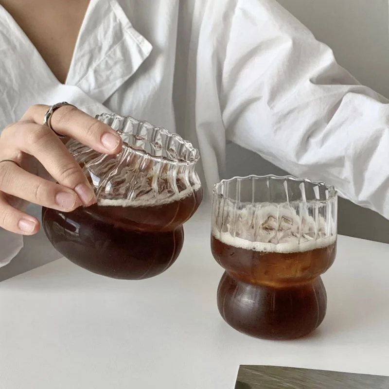

American Style Coffee Cup Design Sensation Small Audience Glass Cup High Beauty Women's Drink Cup Home Use Milk Beverage Cup