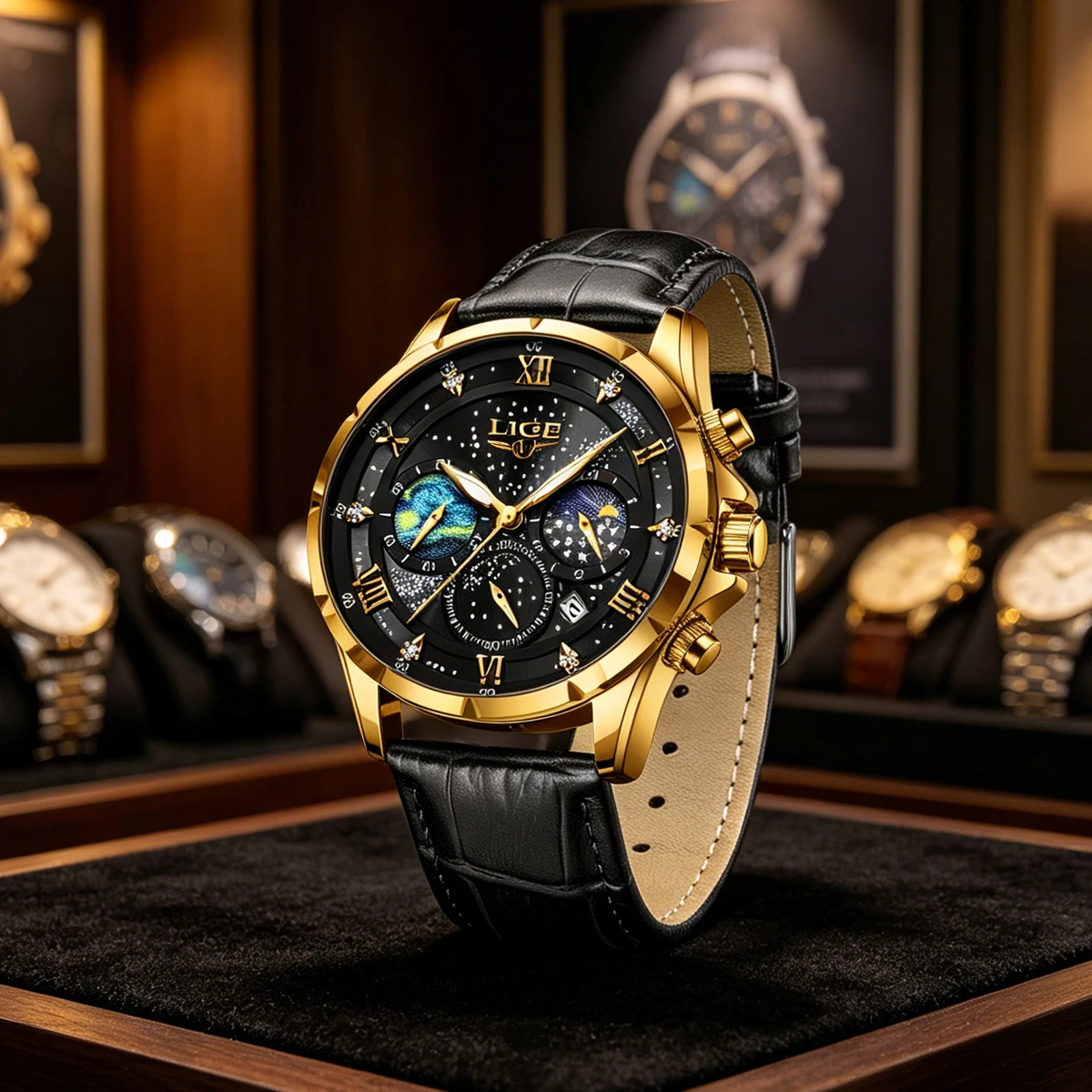 LIGE 2024 Top Marca de Luxo Homens Relógios Esportivos de Couro Genuíno Relógio Militar Do Exército Masculino Data Relógio de Quartzo Relogio masculino