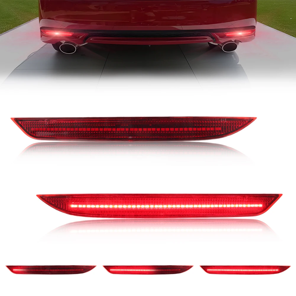 

2PCS Rear Bumper Brake Light Tail Light Reflector Lights Turn Signal Lights With Red LED For 2016-2017 Honda Accord