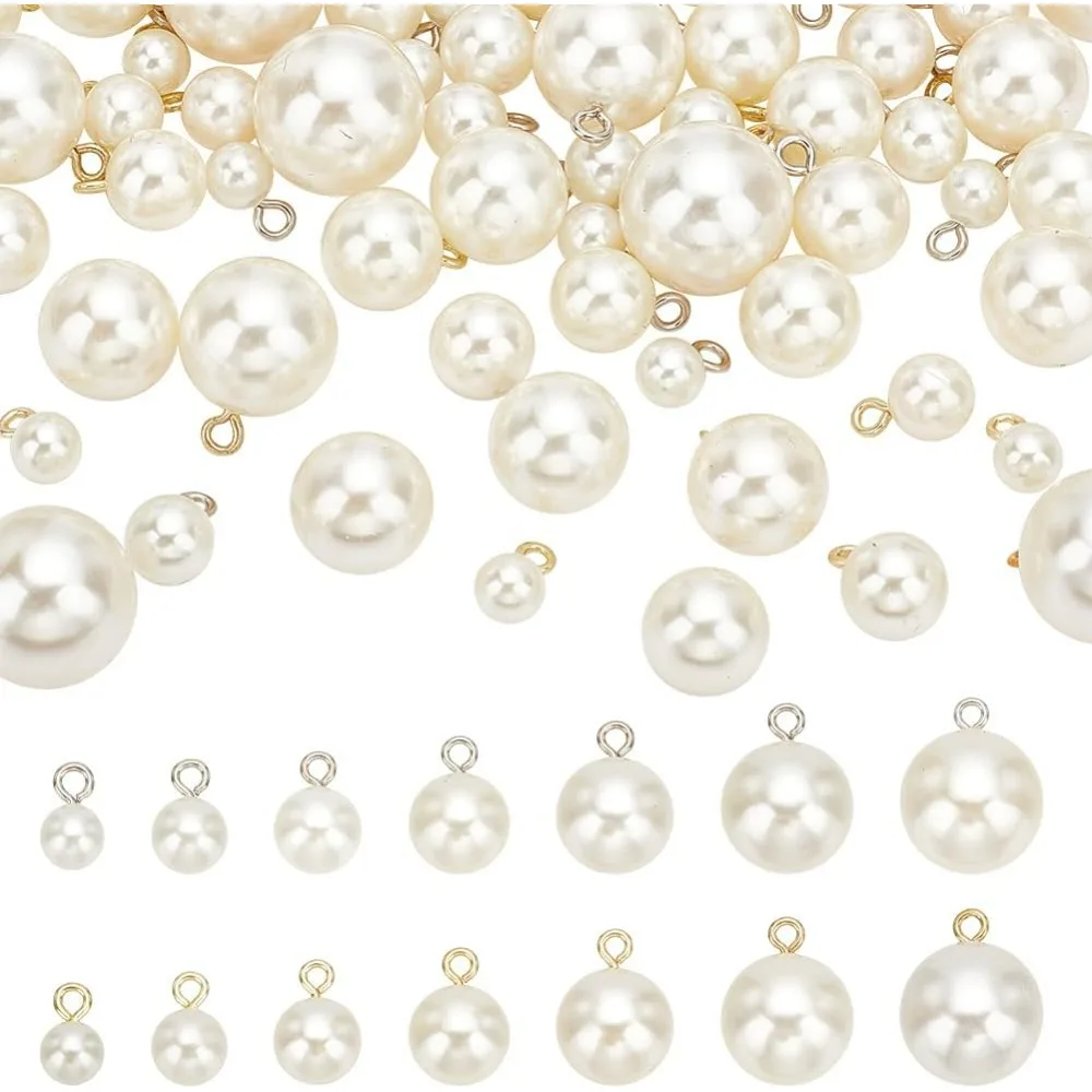 Pearl Charms Connectors plastic Pearl Pendants White Faux Pearl Pendants for Necklaces Earrings Decor