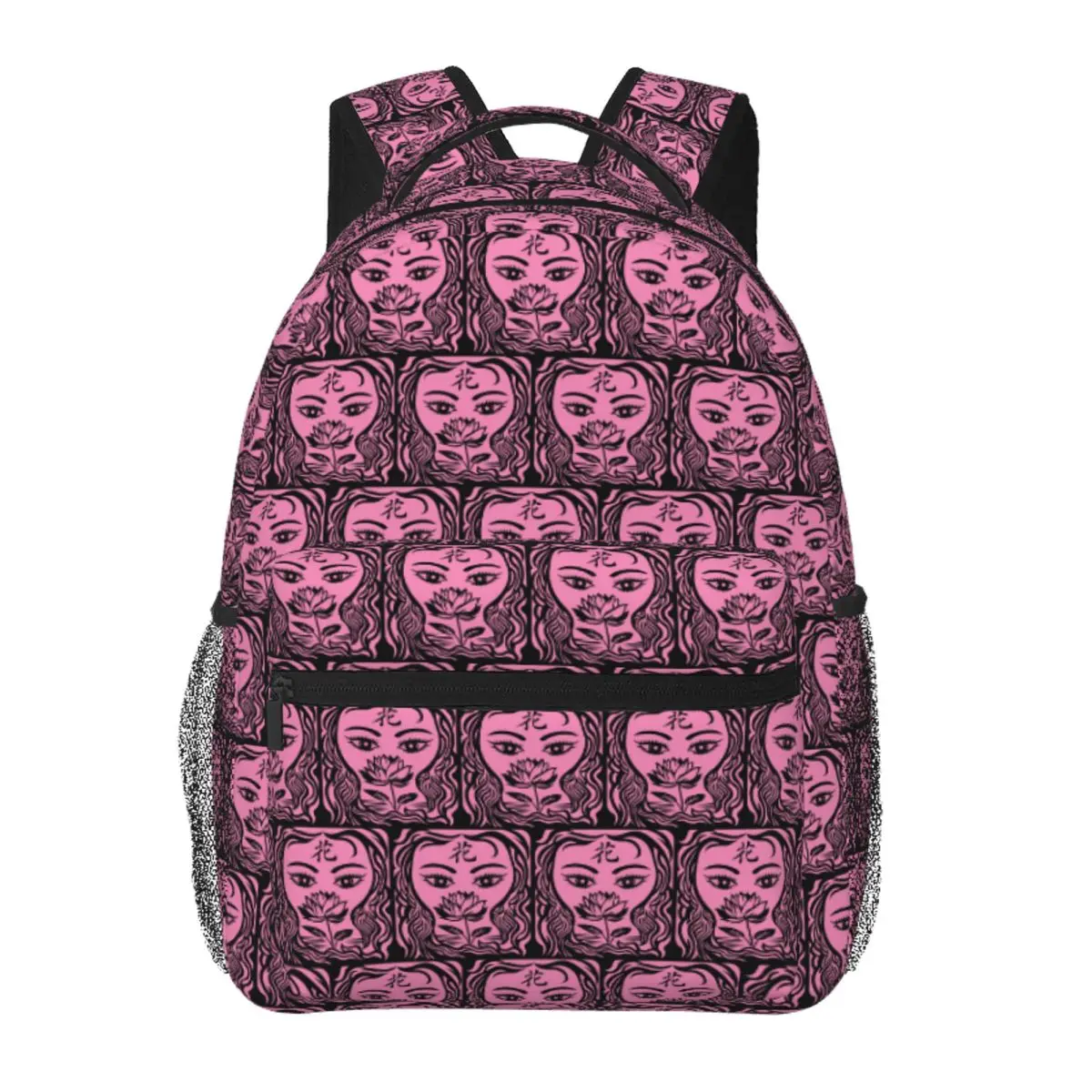 

Abstract Woman Line Art Lotus Vision Black Pink Backpack Student BookBag Kids School Bag Laptop Shoulder Bags for Men Women