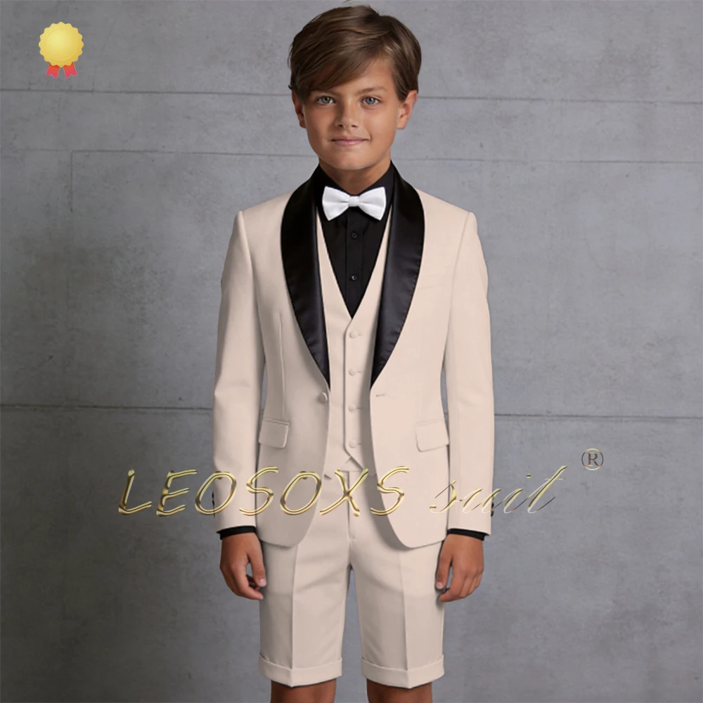 

Boys' 3-piece Suit Set, Including Jacket, Vest, and Shorts, Suitable for Children's Weddings and Celebrations.