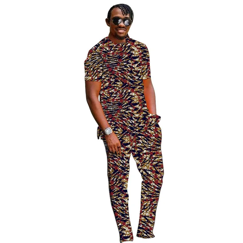 Summer Tracksuit Sets Oversized Short Sleeve T Shirt Trousers Fashion Design African 2 Piece Men Suit Casual Street Wear