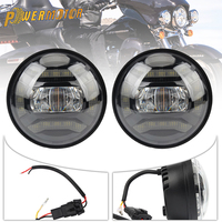 Motorcycle 4.5 Inch Round LED Headlight Fog Auxiliary Lights 2PCS Set DRL for Harley Davidson Classic FLHR Road King Retro