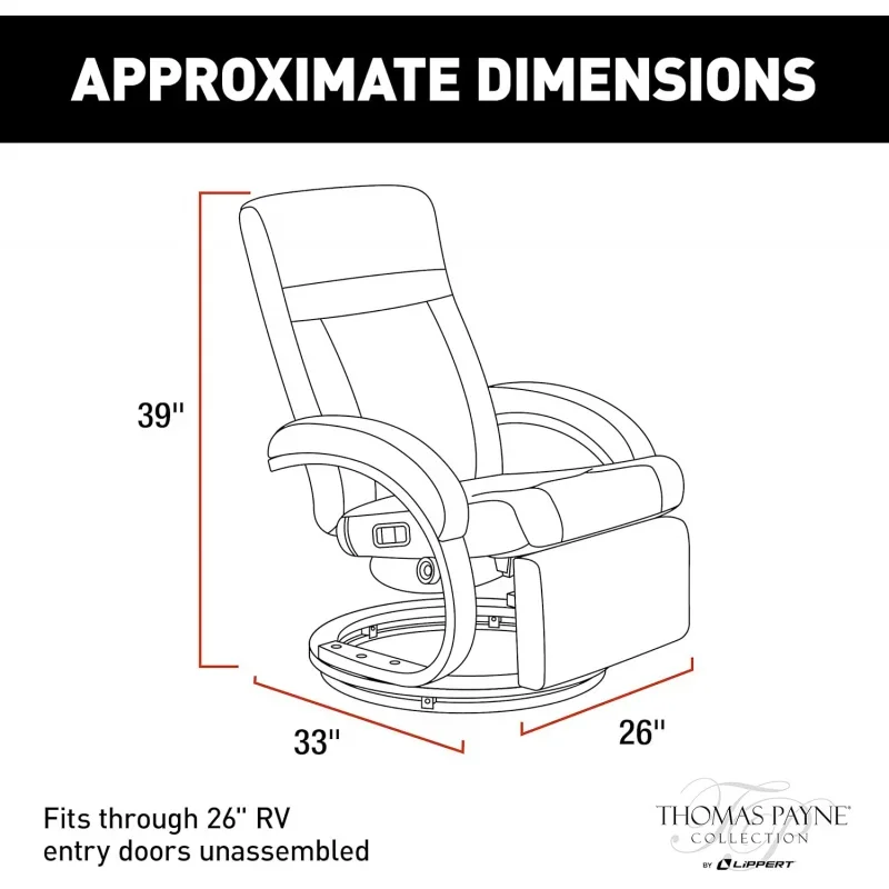Fotel RV Euro z podnóżkiem, winyl - Millbrae