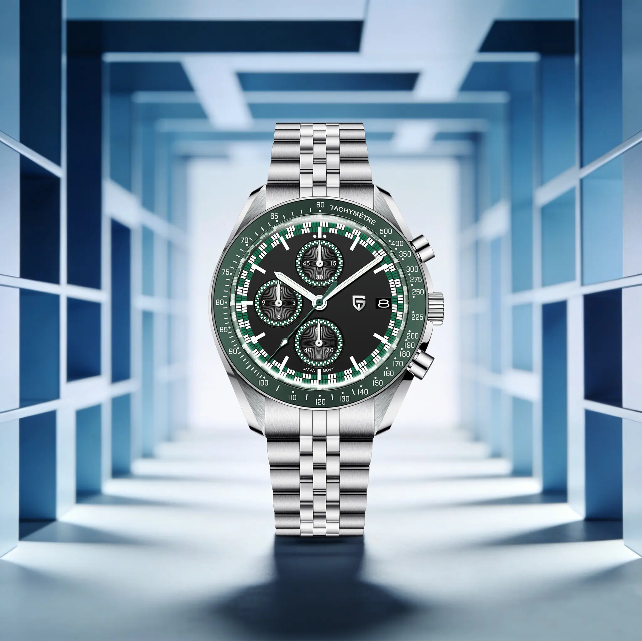 PAGANI DESIGN Casual Light Luxury Men Quartz Watch Trend Modern Stainless Steel Diving Calendar Luminous Tachometer Chronograph
