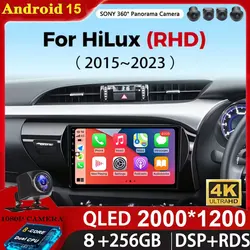 Android 15 Auto Carplay Car Radio Multimedia For Toyota Hilux Pick Up AN120 2015 - 2023 RHD Stereo Video Player GPS WIFI+4G BT
