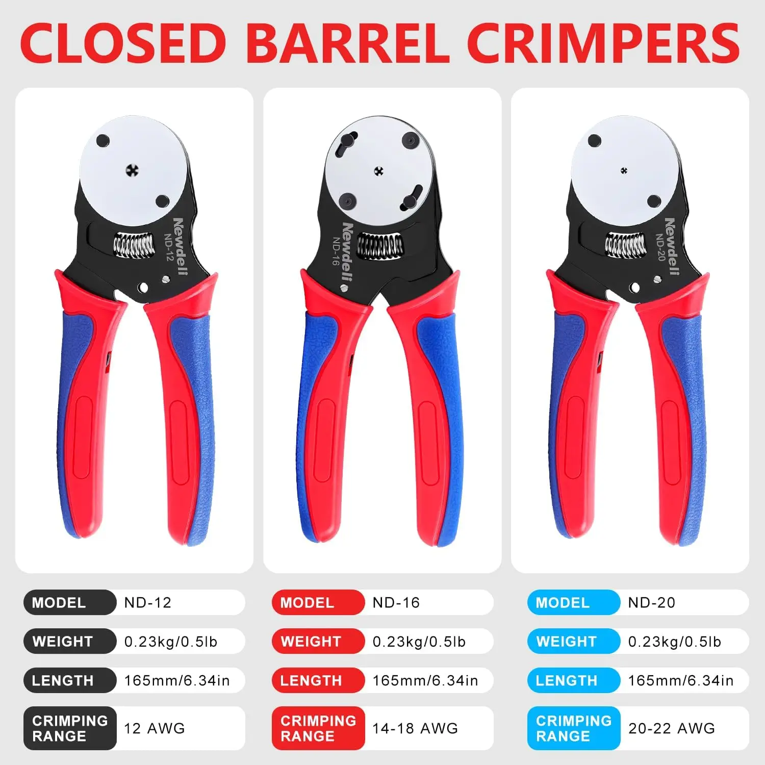 12Pcs Deutsch Crimp Tool Kit Weather Pack Crimpers Close Barrel & Open Barrel Crimper with Deutsch Pin Removal Tool Wire Crimpin