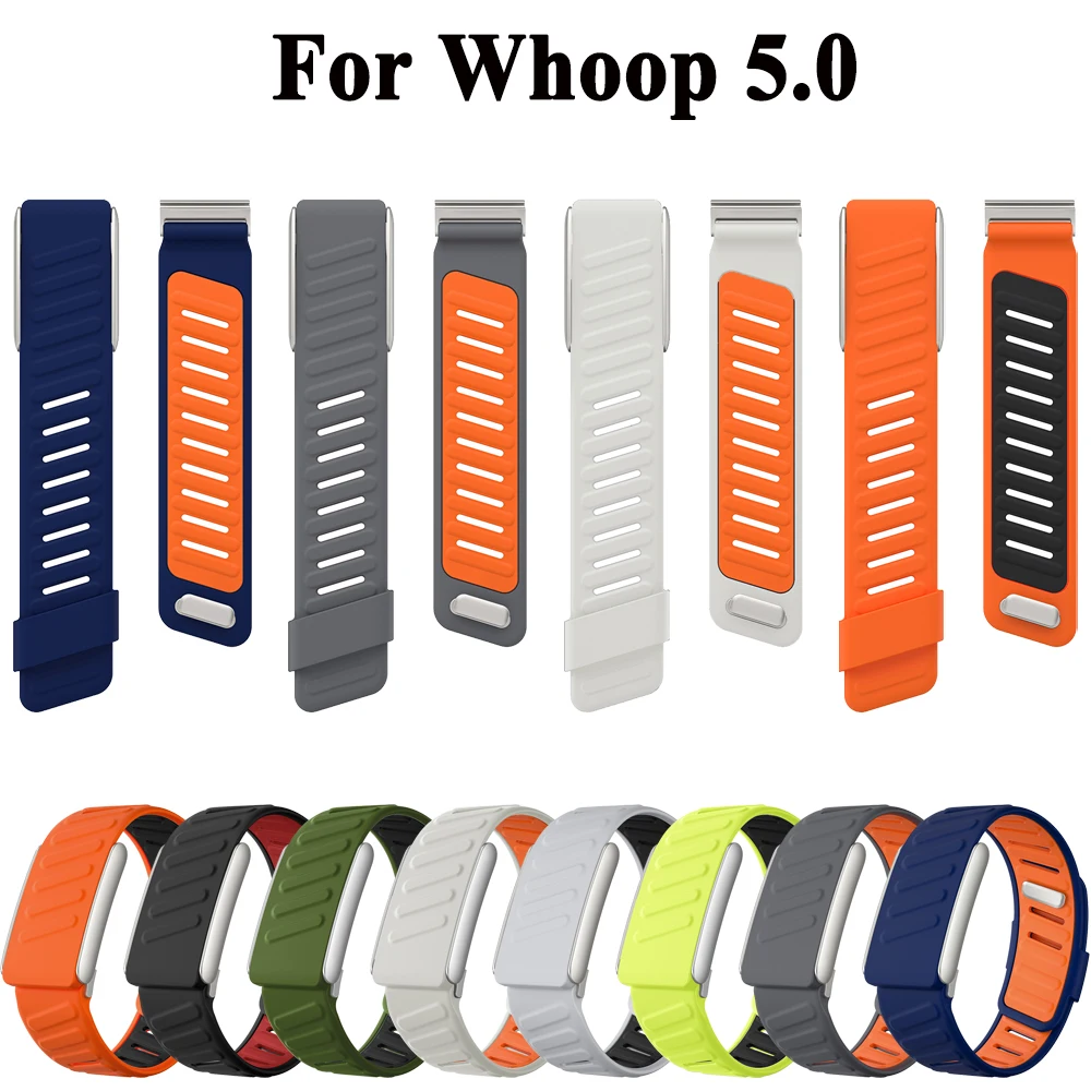 For Whoop 5.0 Dual Color Silicone Soft Strap Band For Whoop 5 Sports Wristband Bracelet with Metal Frame Included